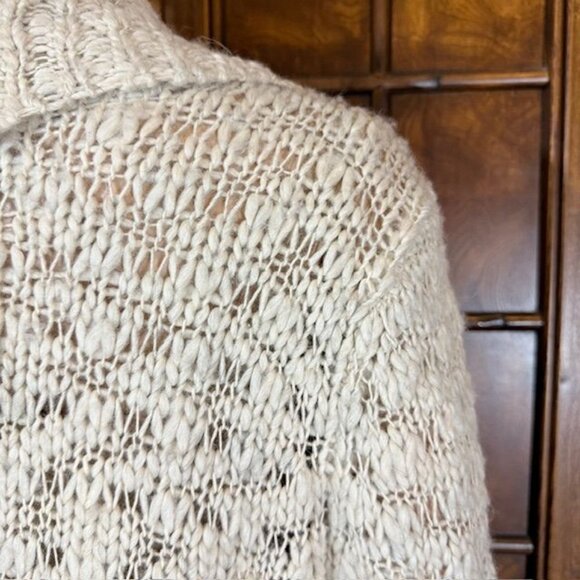 NWOT Jones New York Oatmeal Wool Alpaca Blend Oversize Lapel Open Front Cardigan - Picture 9 of 14